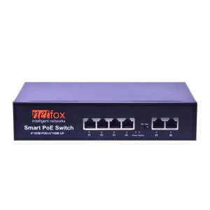 NETFOX 6 Port POE Switch,4 POE 10/100+2X10/100 Uplink,65W